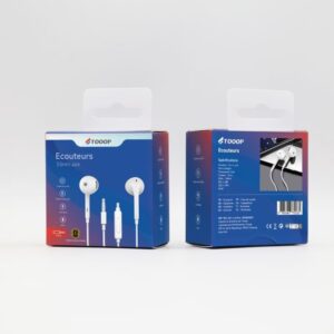 Ecouteurs TOOOP prise Jack 3,5"-Ref TEC-J01 - Blanc