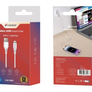 Cable USB-A vers Lightning -1 Metre -Classique -ref TCAATLPW1 - Blanc
