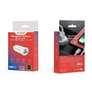 Chargeur rapide Auto 30W ( Usb-A+Usb-C)